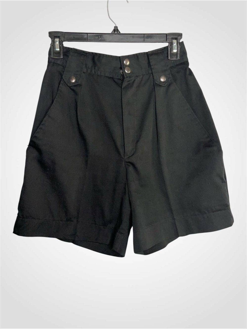 Trousers Up Vintage High-Waist Black Women's Shorts - Classic Tailored Style 7/8